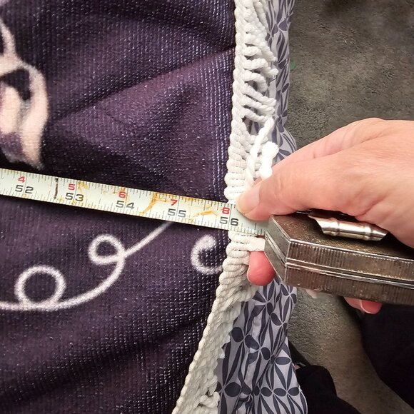 Round Floral Skull Print Blanket/Beach Towel/Tablecloth W Fringe 60" Terrycloth - Picture 4 of 4